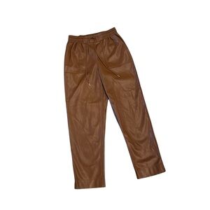 A New Day Womens Brown Faux leather Straight Leg Pants size Small (nwot)
